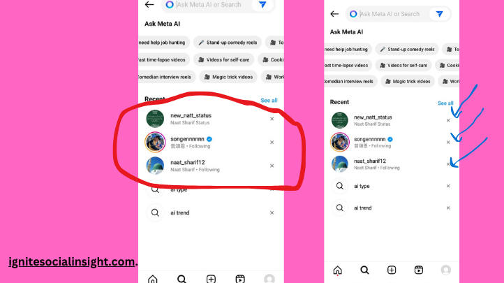 how to clear instagram search suggestions 